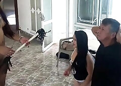 The eighteen year old youthful lady Isabella spits on old serf pair! The youthful Princess uses the faces of the slaves Ben and Ema as a spittoon.