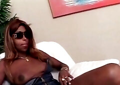 Big dark-hued trans nymph Suzanna Holmes takes it in the ass from a guy