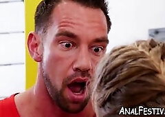 Busty Nicole Aniston goes down for blowjob before fucking