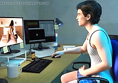 Cuckold husband pleasures himself while watching his wife in a hot scene