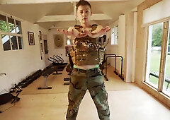 Red-Hot Young Army Twunk Exercises And Taunts Donk & Boypussy