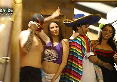 Natalia Nix, Sophia Leone and Serena Stevens spice up a wild Mexican party with intimate oral play