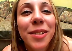 Lusty blonde is drinking fresh cum from a martini glass, after sucking dicks and getting fucked