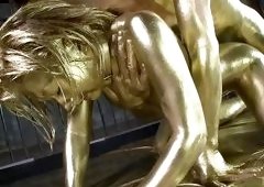 Elegant And Horny Japanese Lady Is Fucked And Covered In Gold