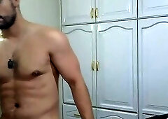 Latino Guy Getting Some Naked Exercise After Jerking-off and Cumming