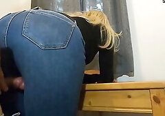 My recent gym teacher, this babe's my ally's Step Mama and this babe made me cum on her blue jeans