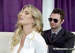 Seems like this hot blonde milf is a pretty serious and important person. But they are people too and she wants to get ass fucked today hard!