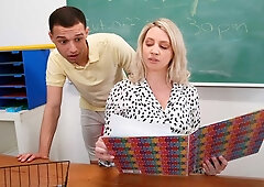 Aesthetic sex in the classroom with a stunning blonde Charlotte Rayn