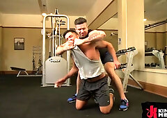 Wild gay men fucking in a private gym