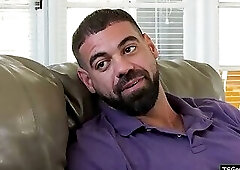Mr Larking gets turned on by his hot trans babysitter Khloe Kays feet.The shemale lets him suck her