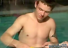 Cute guy Kenny sucking dick in a pool