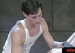 Cock eating bdsm twink ruins butthole