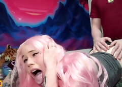 Barking Pink Haired E Girl Gives Sloppy Blowjob Then Gets Two Creampies - Tira