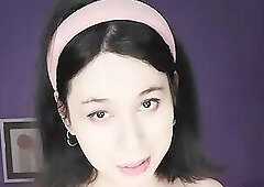 cute tgirl DaniTheCutie painfully fucks herself with a very weird looking dildo