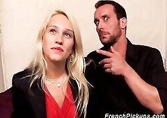 hawt golden-haired french chick picked up from street for her 1st anal movie scene tape