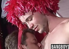 Festive hunks pumping raw cock into each others tight asses