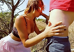 Pov Amateur Outdoor. Cute Teen 18+ Sucks And Fucks In Ravine With Jane Brown