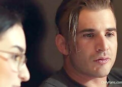 Small tit brunette gives a nice hard blowjob and fuck