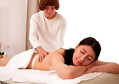 Teeny fucking on massage table