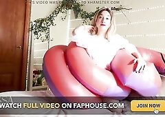I'm wearing my sheer lace underware, I'm feeling so slutty and hot, I have a fun riding my massive inflatable snake whilst my booty and vagi