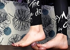 Cock and balls punishment session with femdom foot goddess