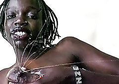 African Casting - Big Black Lactating Tits Milking Big White Penis