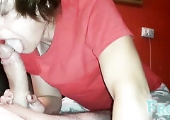 Wife oral-job my jock, the end throbs in her throat