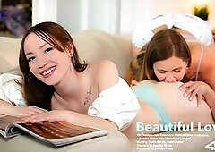 Breasty lesbo licks her lovers pert bazookas and twat