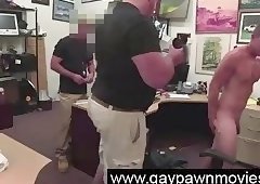 Straight amateur strips naked for gay pawn cash on camera