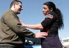 THEY SCREW IN THE MIDST OF THE TIRES WATCHED BY ALL THEIR COLLEAGUES CUM DISCHARGED WITH THROAT CLOSED