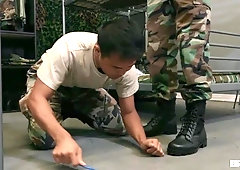 Sergeant Cesar Xes dominates twink soldier John Rene