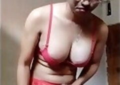 Red Bra Mitha Ladyboy Masturbating Til Cum