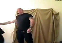 Very Muscular Cop Stripping Down To White Briefs
