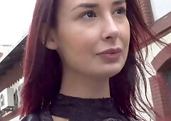 Eager brunette offered cash by stranger