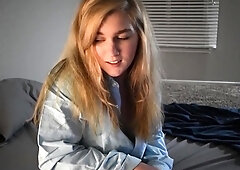 Cute blonde teen gives a great pov blowjob