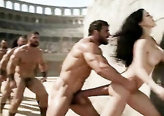 AI Generated Brunette hair Serf Group-fucked by Athletic Gladiators in Roman Colosseum Whilst Elf Queen Watches