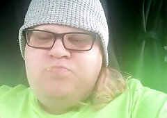 Corpulent tgirl wench stuffs chubby face