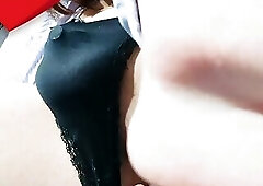 Huge dildo ride, panty stuffing and prolapse