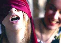 Blindfolded submissive masturbation