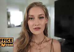 Blonde Tiffany Tatum in sheer stockings takes it deep in passionate POV session