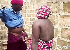 Abode aid and the gateman in an uncompleted building screwing