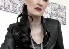 It’s time for some other discipline session! Still locked in your chastity cage, u lie down on the gyno chair previous to me. The cage remains secur