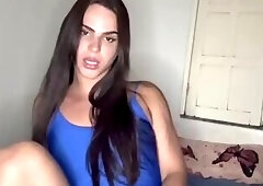 Trans with huge natural tits wanks her huge cock