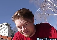 Cuckolding teen smashed by black dicks