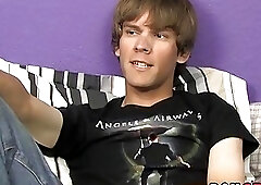 Twinky taking his time before jerking off at sex interview