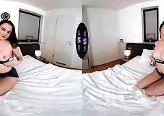 Shy brunette Vivien Doll shows off her stunning curves and sweet pink pussy