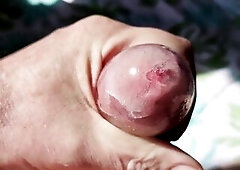 Stroking wearing a jock sleeve