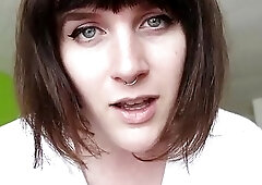 Naughty shemale gives a closeup of her dick and masturbates