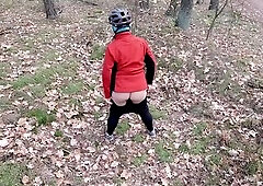 On a bike ride I must void urine, I take a shortcut in the forest and take off my panties