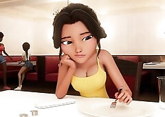 Transsexual bang unfathomable in restaurant corner - Anime Uncensored